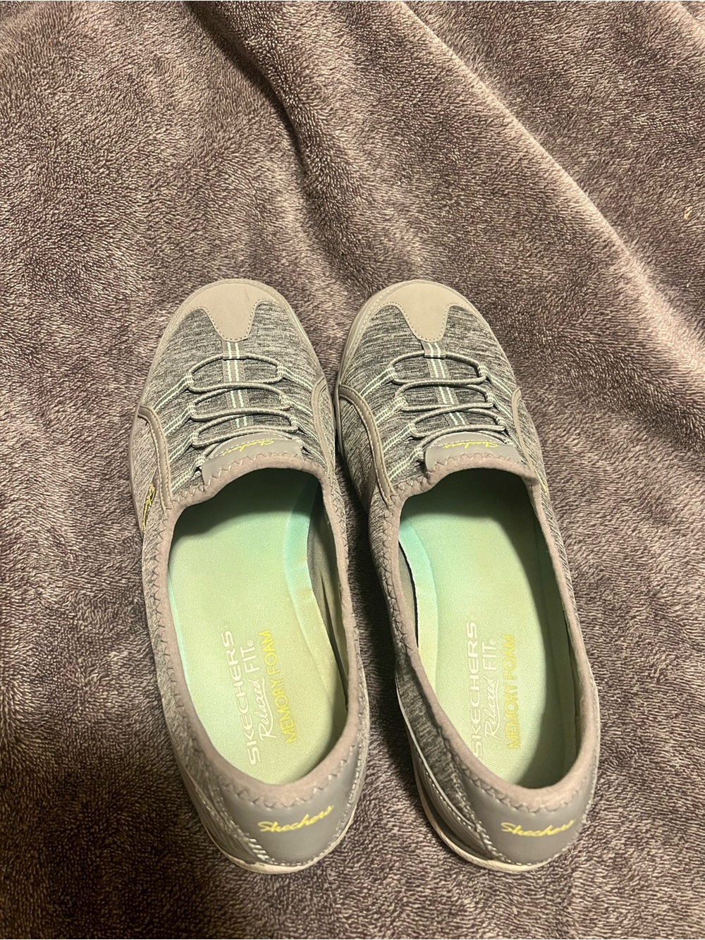 Skechers Women's Light Gray Slip-On Memory Foam Sneakers